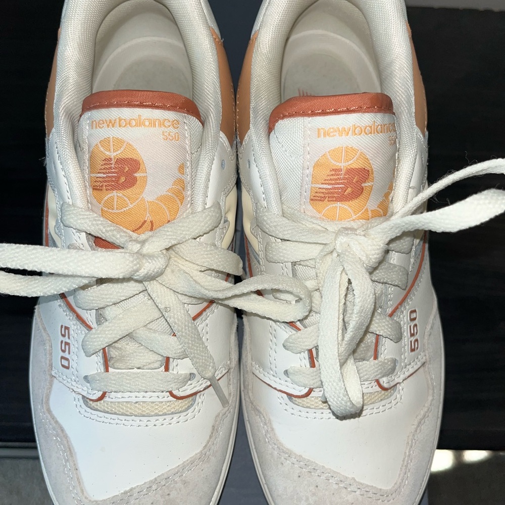 New Balance 550 White and Orange Sneakers - Picture 6 of 6